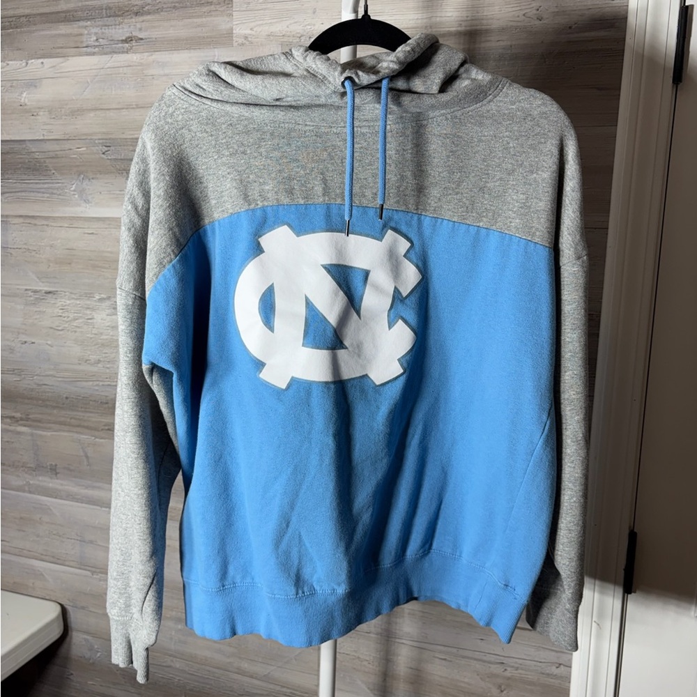 Men's Grey and Carolina Blue Hooded Sweatshirt with White Logo UNC 1040